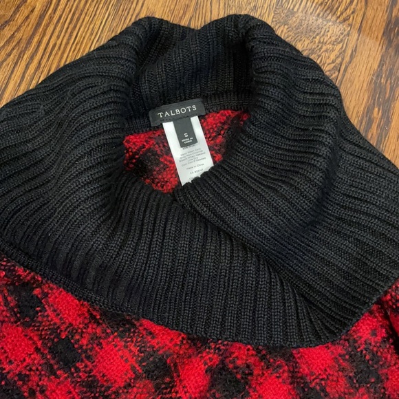 Talbots poncho sweater Buffalo plaid - Picture 2 of 2